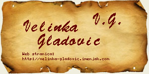 Velinka Gladović vizit kartica